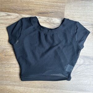 Bombshell Sportswear Black Mesh Tee crop top Size XS black